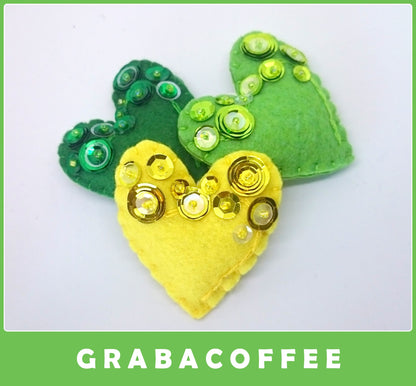 Heart ornament - felt ornaments with sequins - Valentine's day decoration