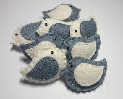Little felt bird ornament set of 2, tiny home decor