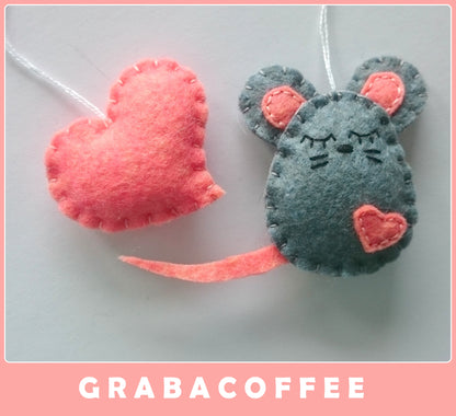 Felt mouse ornament, white mouse decor, mice decoration