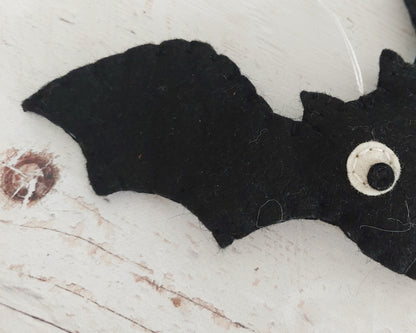 Fall bat ornament - halloween decoration - BOO!