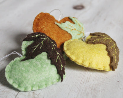 Autumn leaf heart ornament, felt home decoration, fall decor