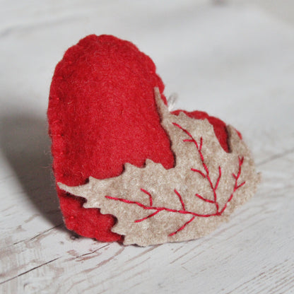 Autumn leaf heart ornament, felt home decoration, fall decor