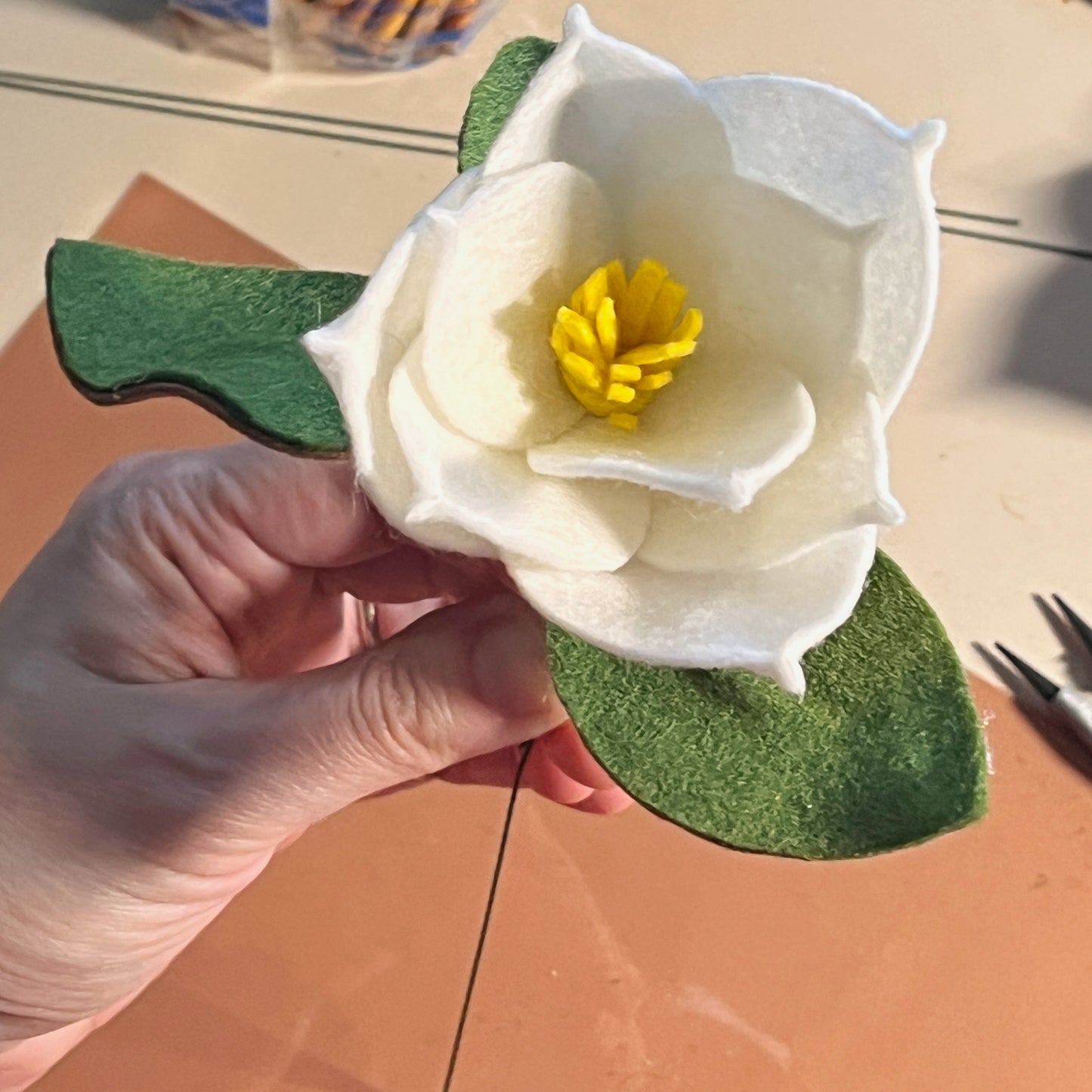 DIY Felt Magnolia Flower Pattern PDF – Elegant Floral Template & Step-by-Step Guide – Handmade Home Décor