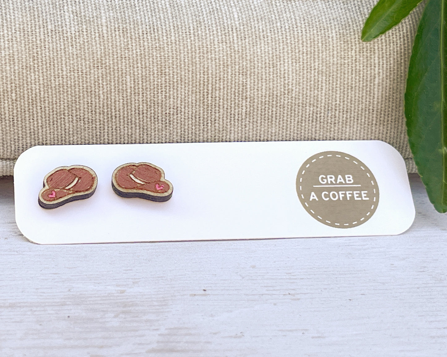 Hand Painted Wooden Mini Cowboy Hat Stud Earrings — Western Jewellery — Quirky Handmade Gift