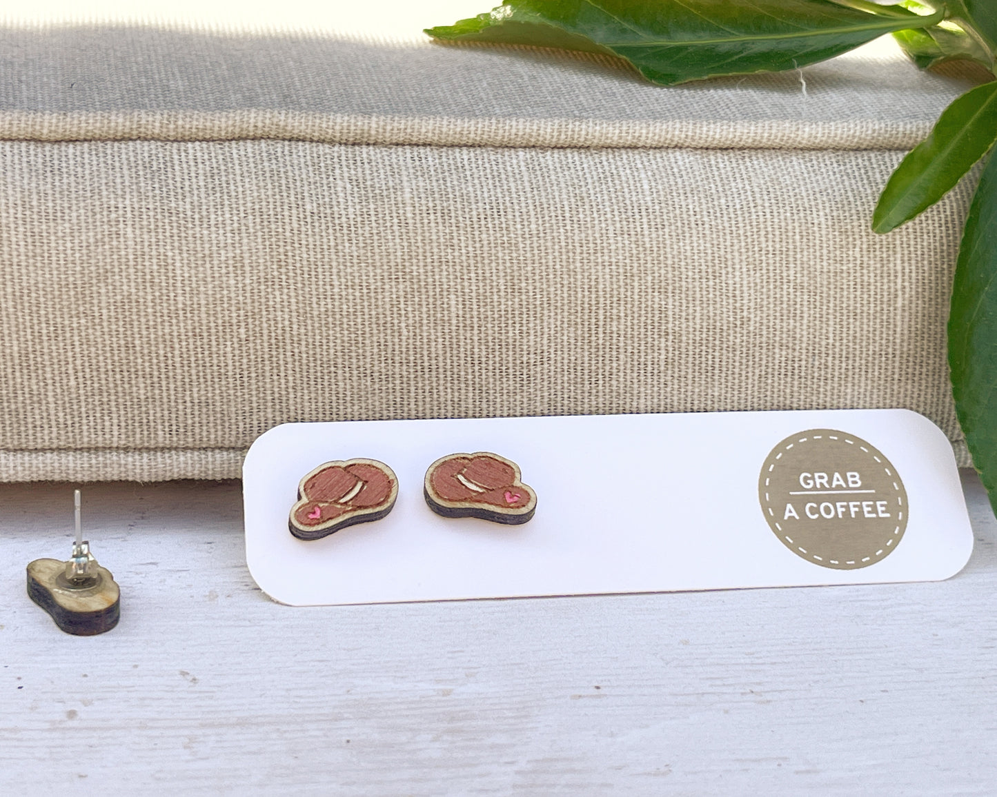 Hand Painted Wooden Mini Cowboy Hat Stud Earrings — Western Jewellery — Quirky Handmade Gift