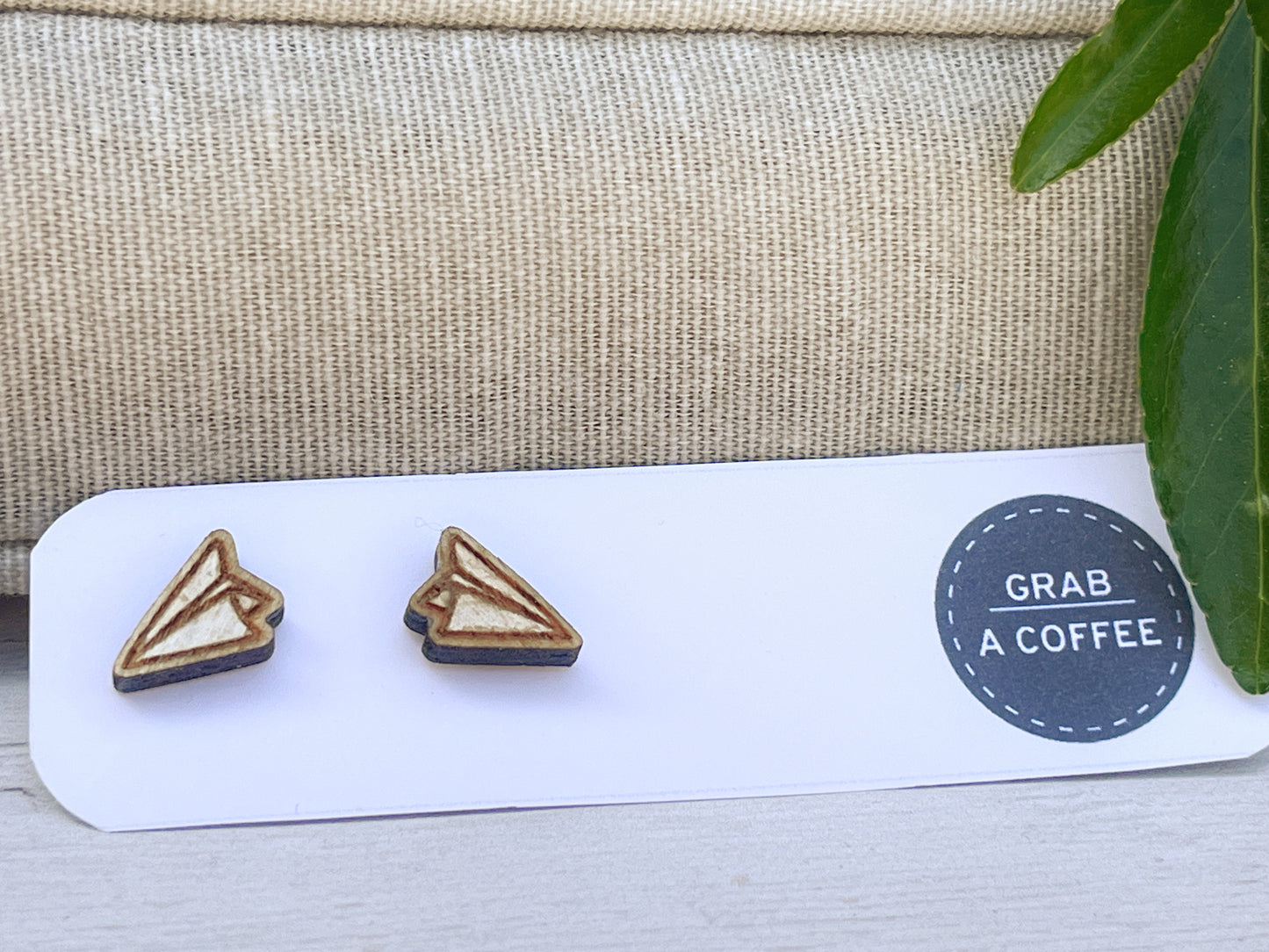Paper Plane & Paper Boat Stud Earrings — Handmade Laser Cut Plywood, Choose Your Design