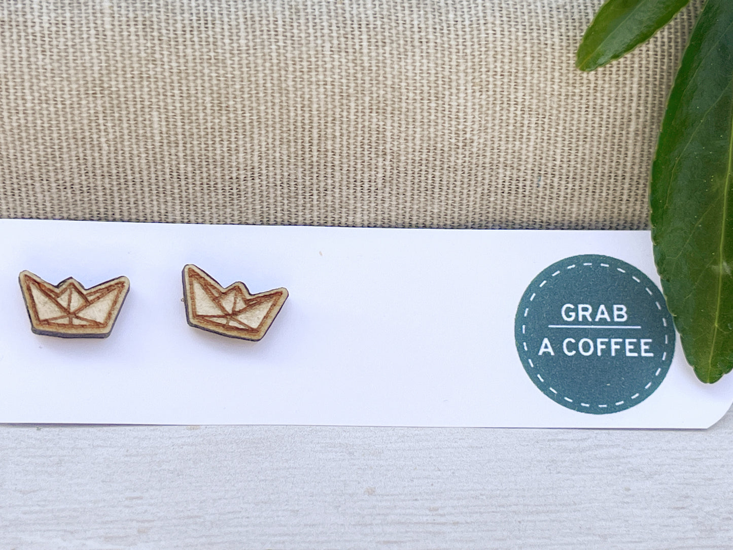 Paper Plane & Paper Boat Stud Earrings — Handmade Laser Cut Plywood, Choose Your Design