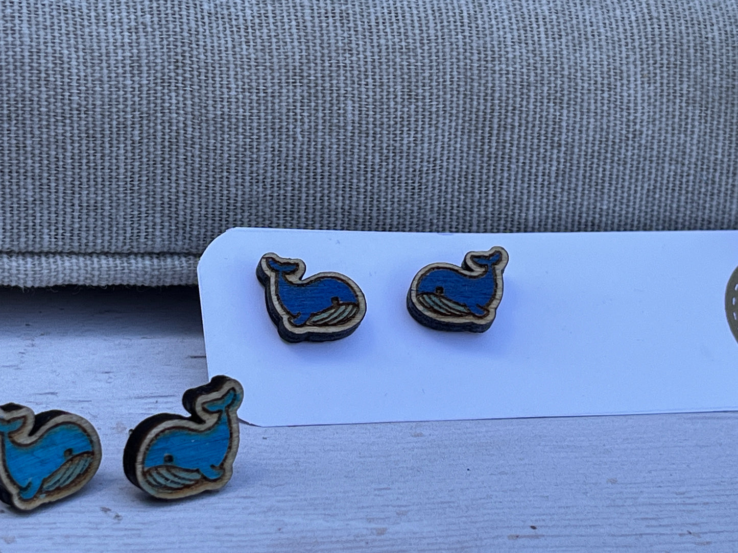 Mini Whale Stud Earrings – Cute Laser Cut Wooden Earrings – Ocean Animal Jewelry – Tiny Animal Studs – Whale Lover Gift