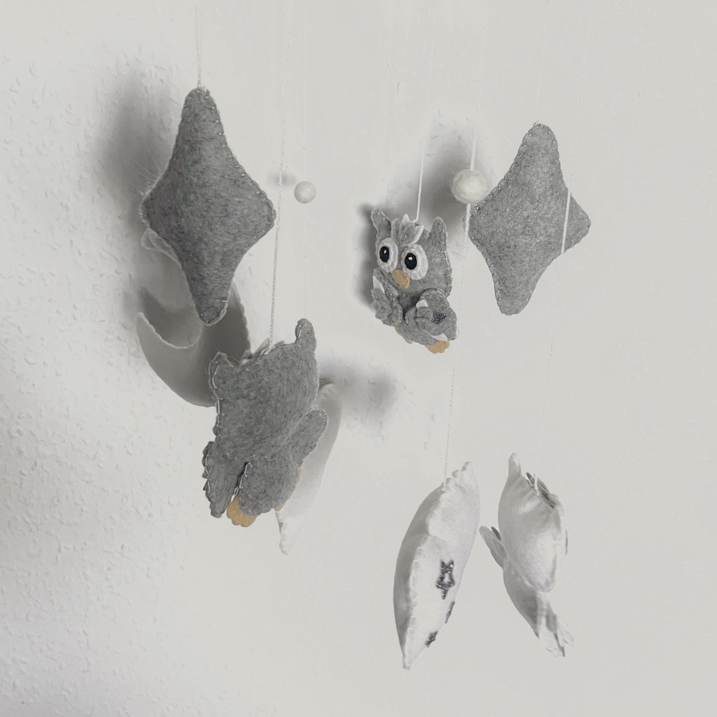 Handmade Felt Baby Mobile — Owl, Moon & Stars