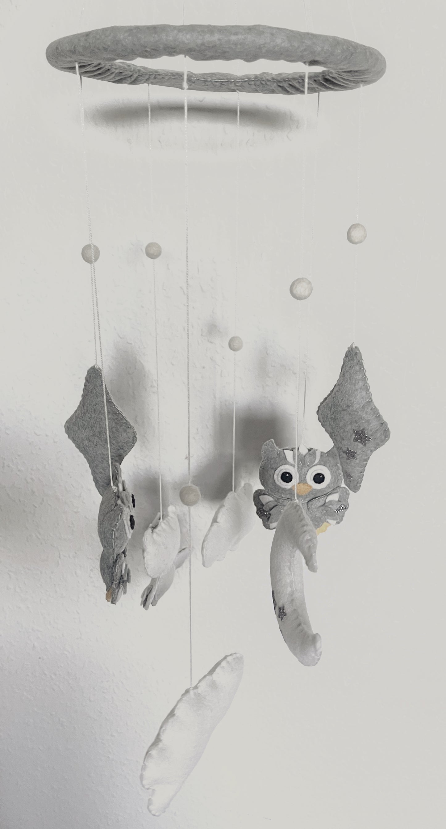 Handmade Felt Baby Mobile — Owl, Moon & Stars