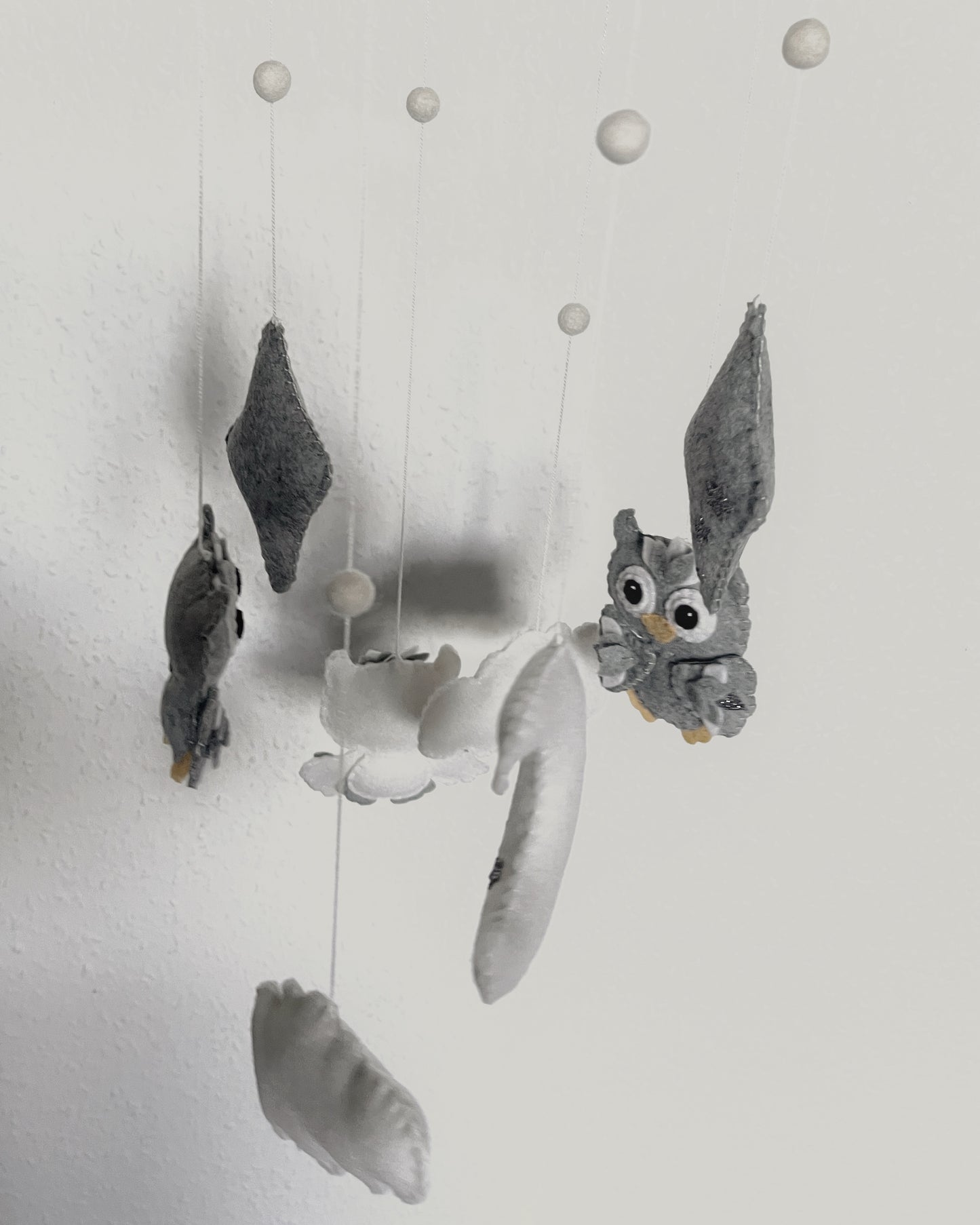 Handmade Felt Baby Mobile — Owl, Moon & Stars
