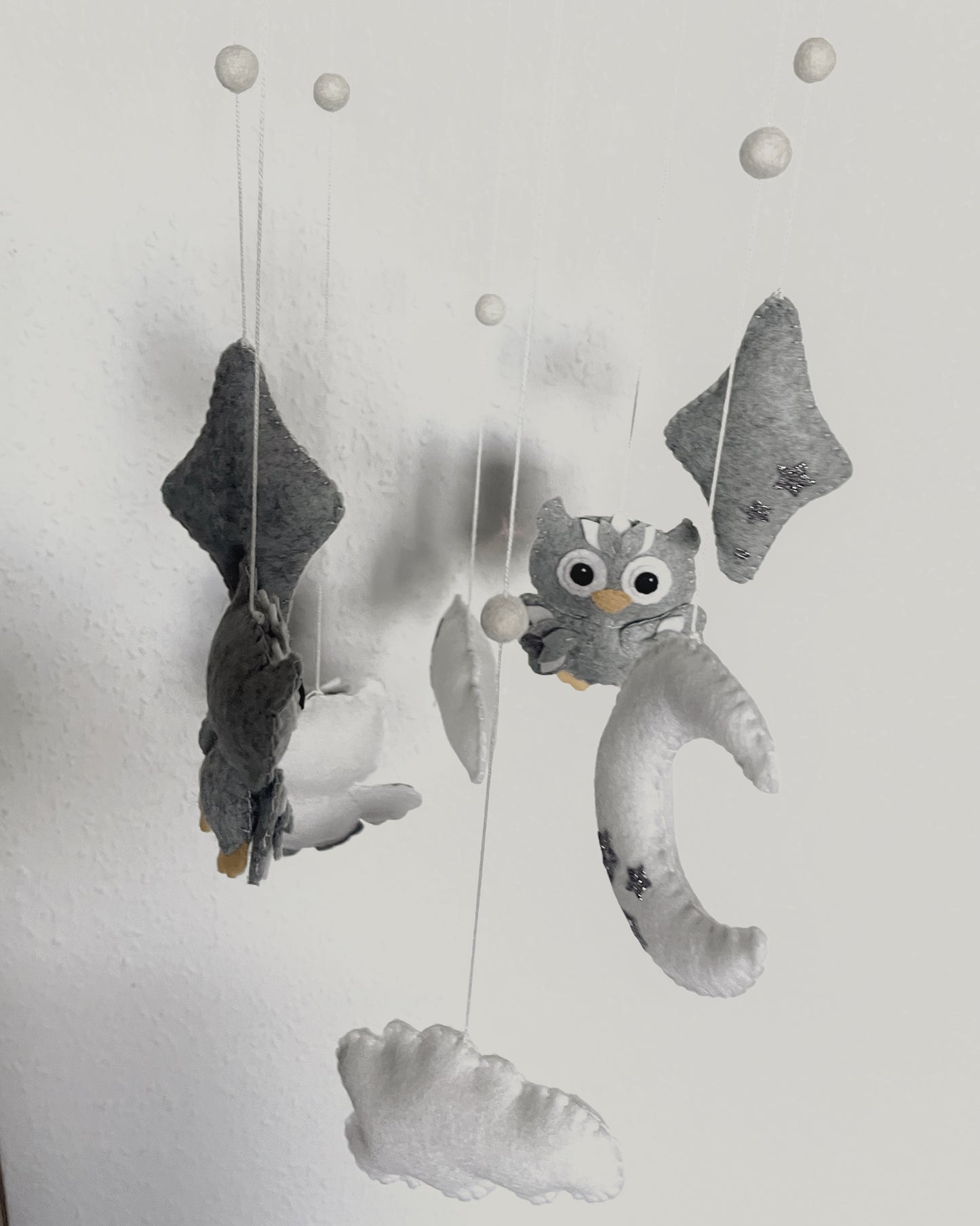 Handmade Felt Baby Mobile — Owl, Moon & Stars