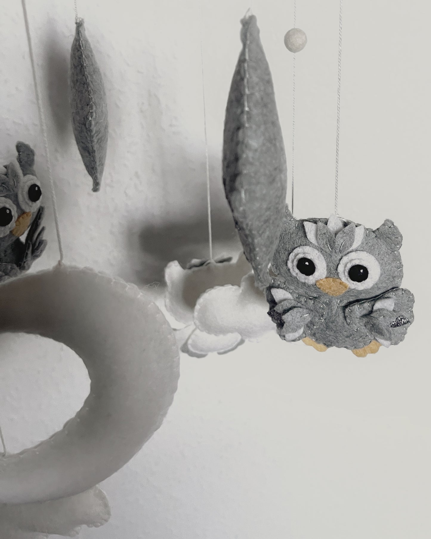 Handmade Felt Baby Mobile — Owl, Moon & Stars