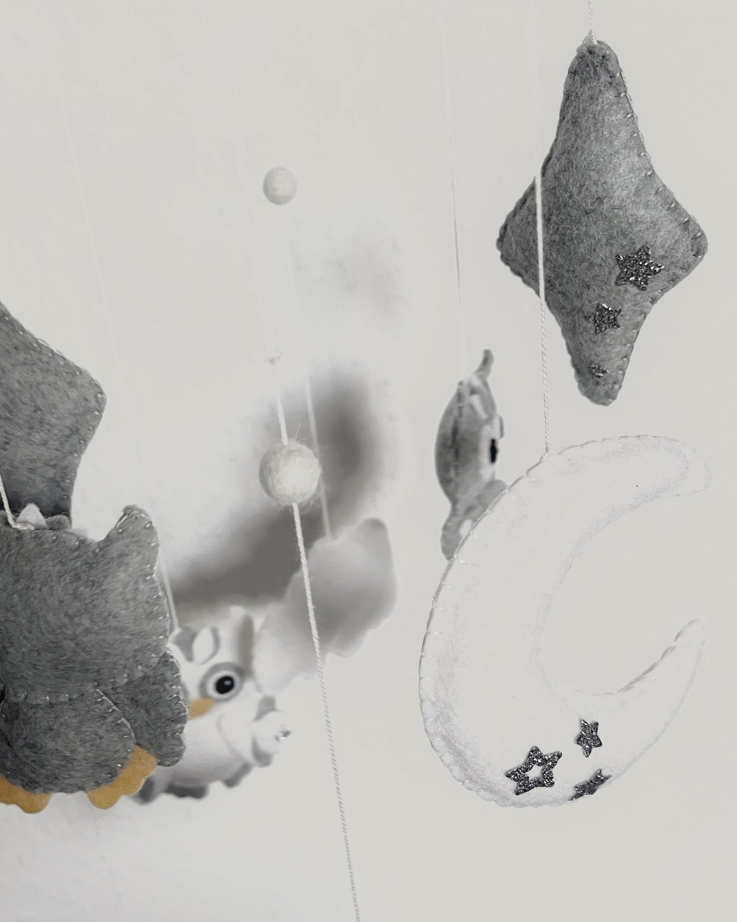 Handmade Felt Baby Mobile — Owl, Moon & Stars