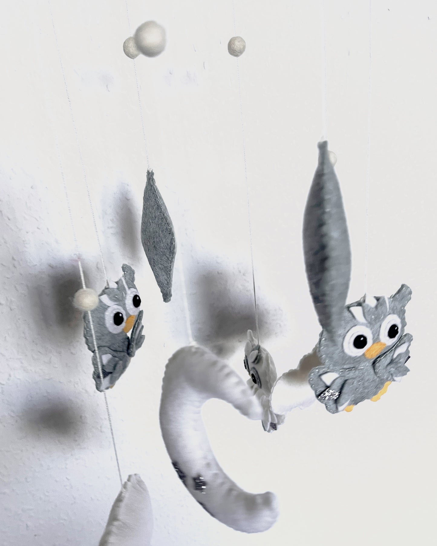 Handmade Felt Baby Mobile — Owl, Moon & Stars