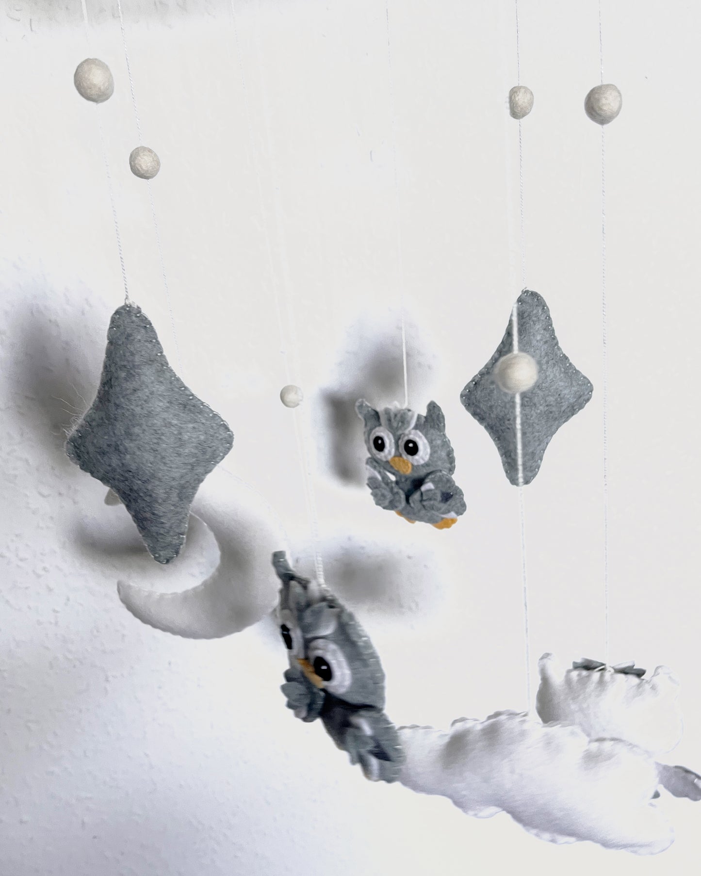 Handmade Felt Baby Mobile — Owl, Moon & Stars