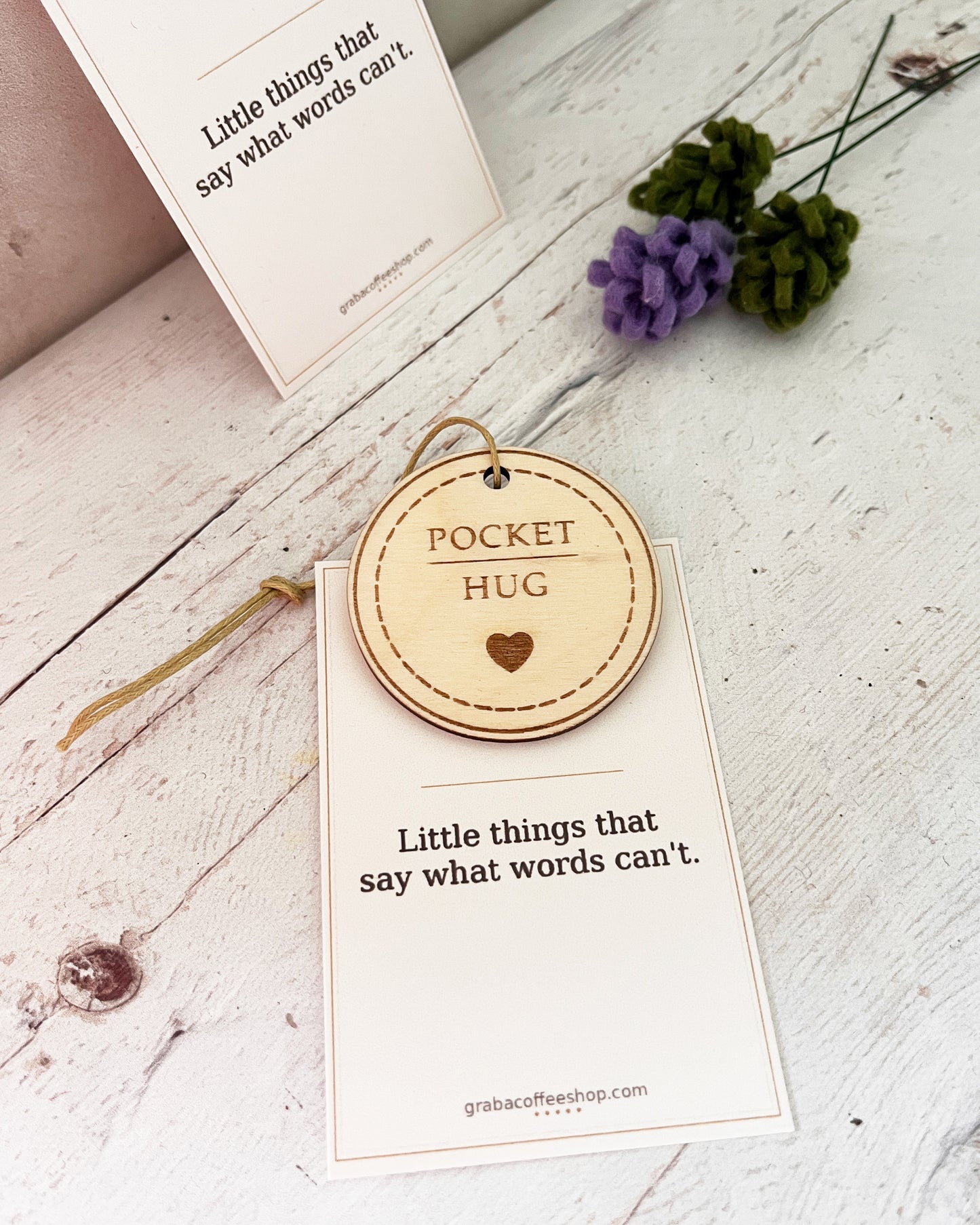 Pocket Hug Token — Laser Engraved Birch Wood Keepsake