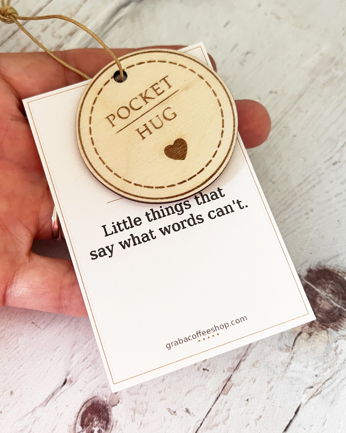 Pocket Hug Token — Laser Engraved Birch Wood Keepsake