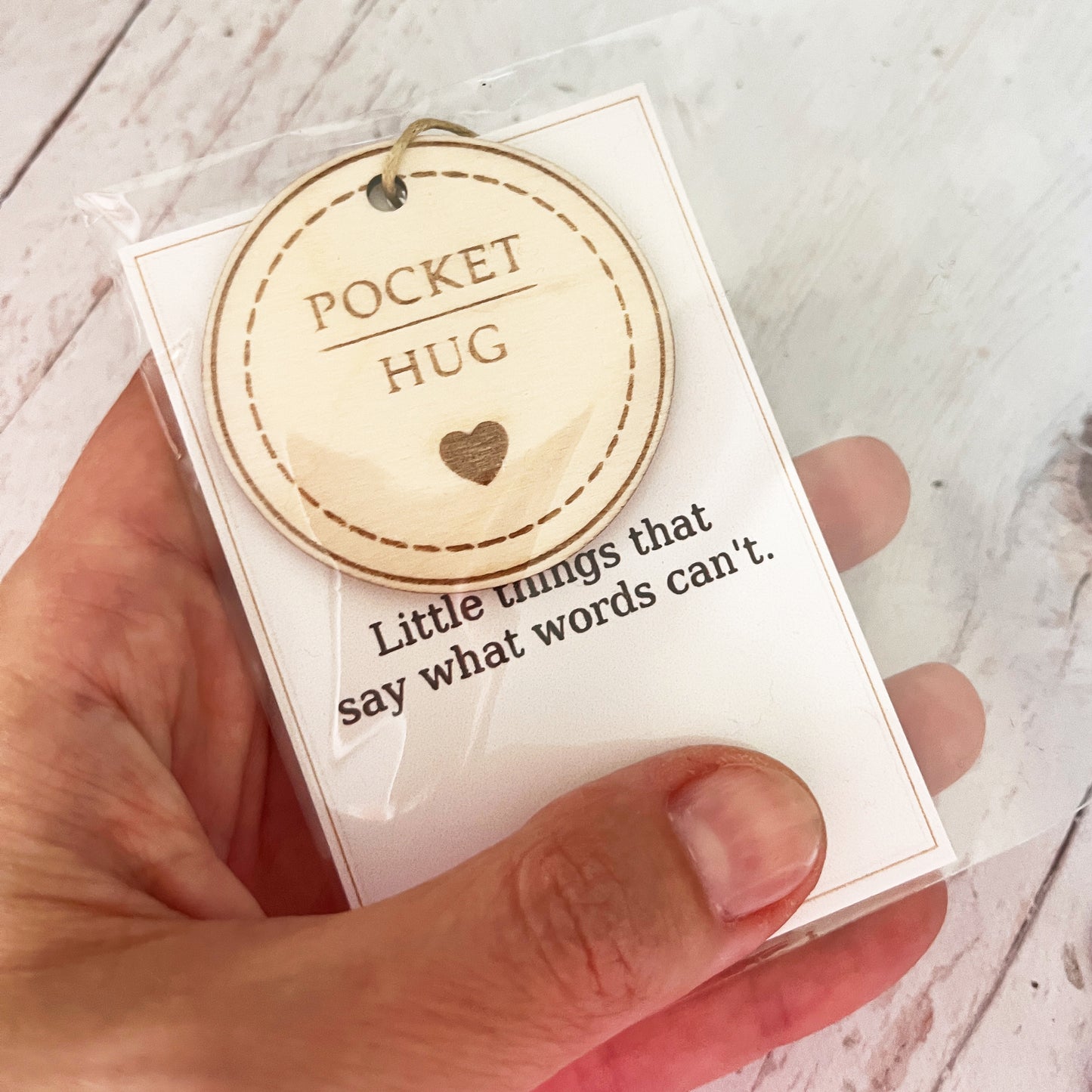 Pocket Hug Token — Laser Engraved Birch Wood Keepsake