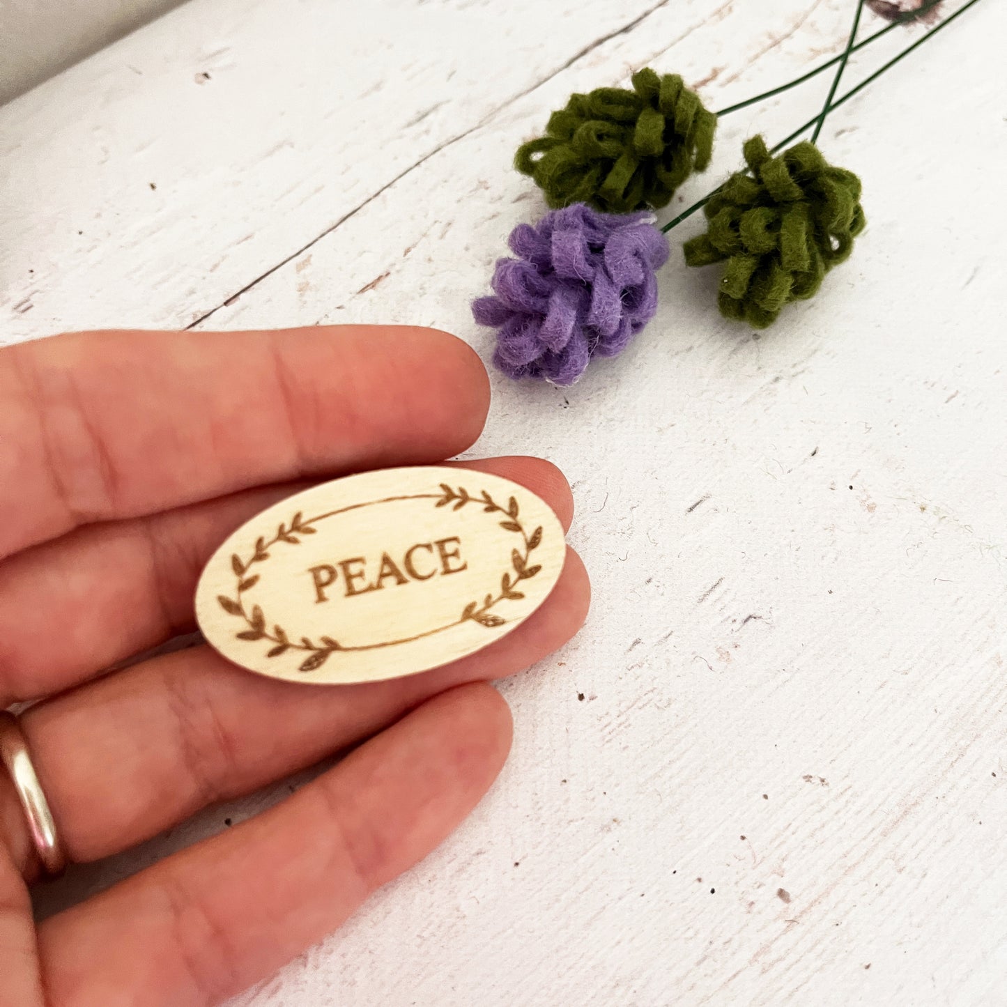 Worry Stone — Engraved Wooden Token | Breathe / Peace / You've Got This