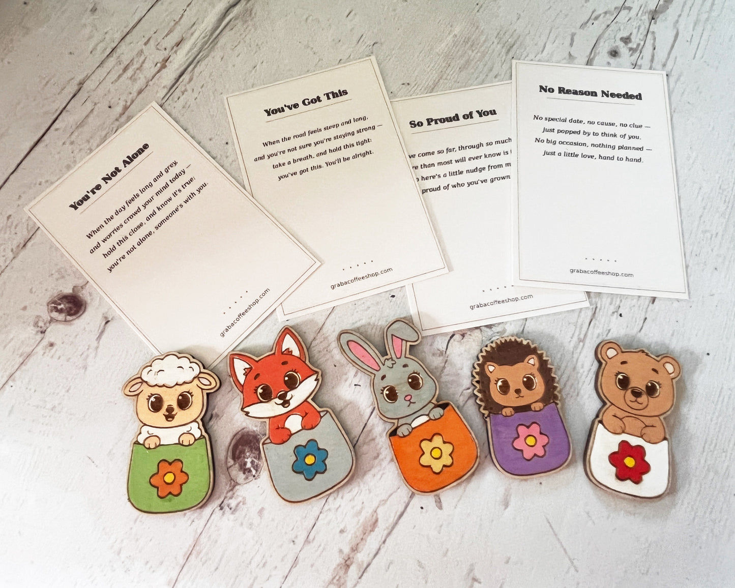 Painted Pocket Hug Token — Handmade Wooden Animal Keepsake