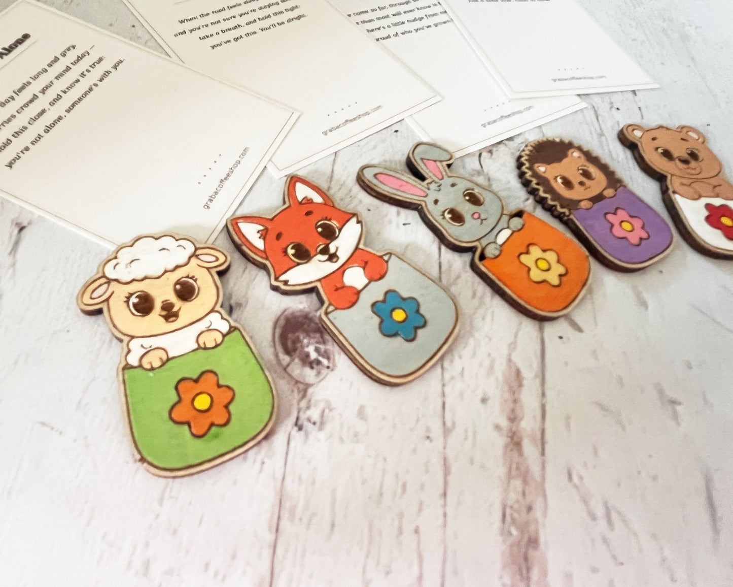 Painted Pocket Hug Token — Handmade Wooden Animal Keepsake