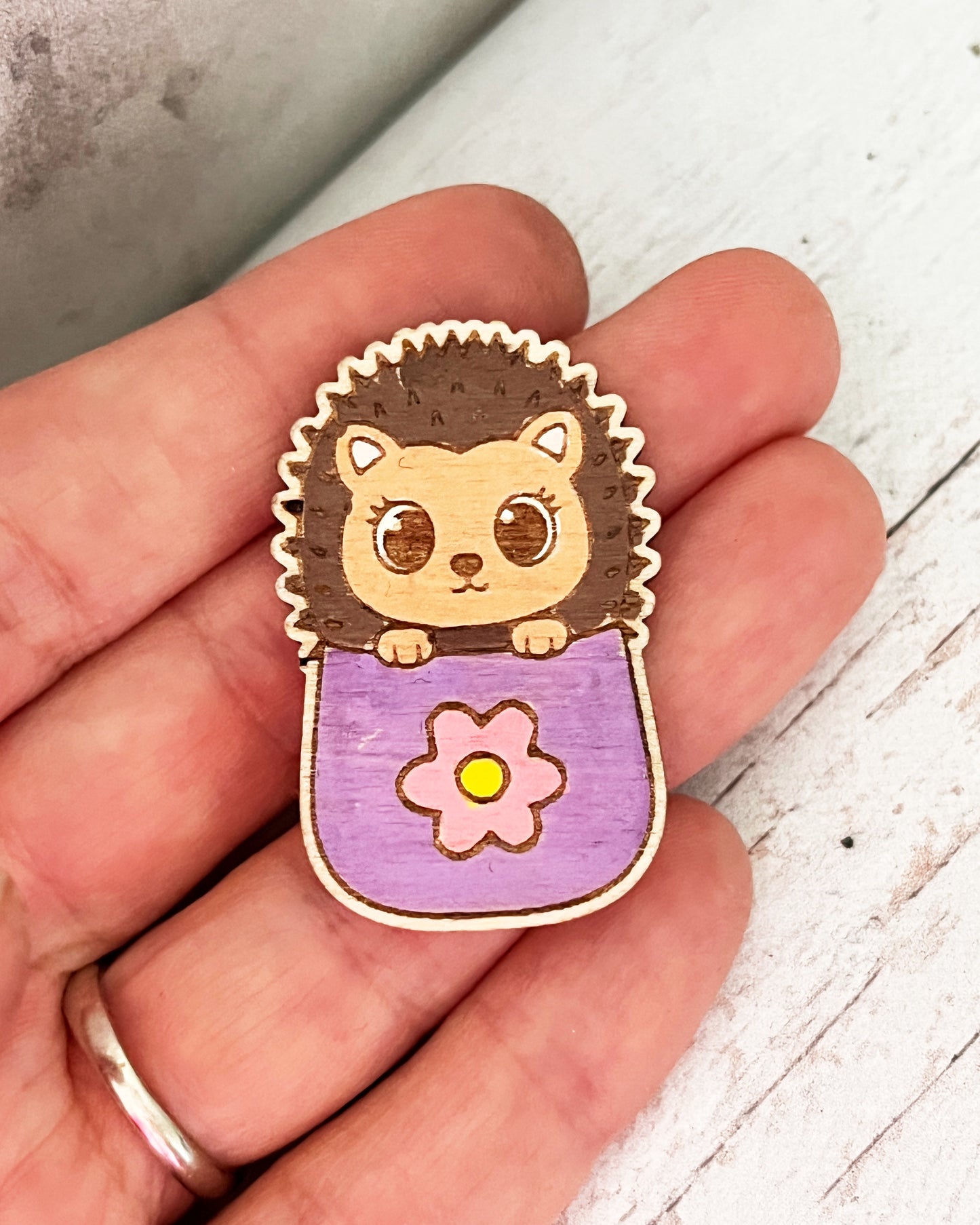 Painted Pocket Hug Token — Handmade Wooden Animal Keepsake