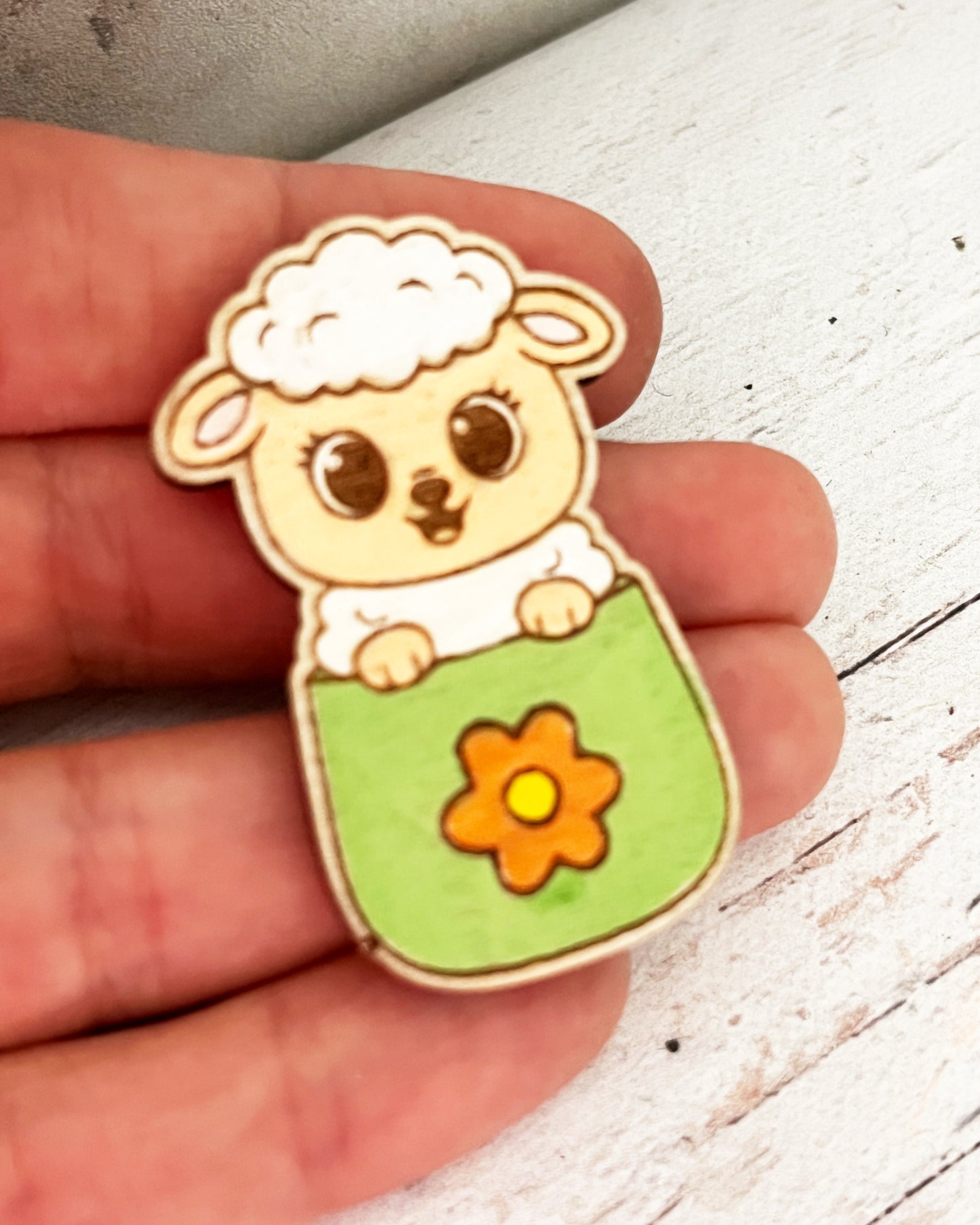 Painted Pocket Hug Token — Handmade Wooden Animal Keepsake