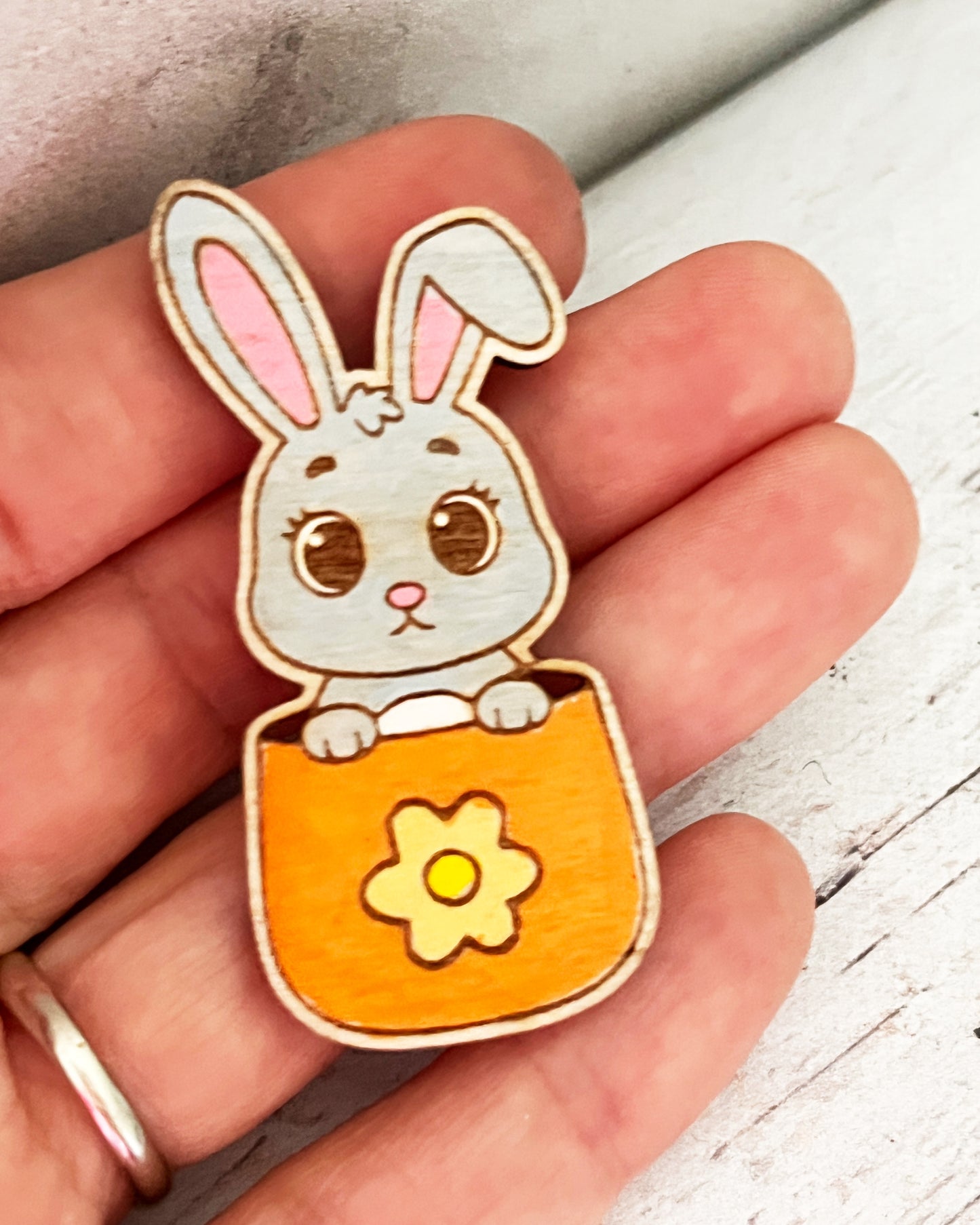 Painted Pocket Hug Token — Handmade Wooden Animal Keepsake