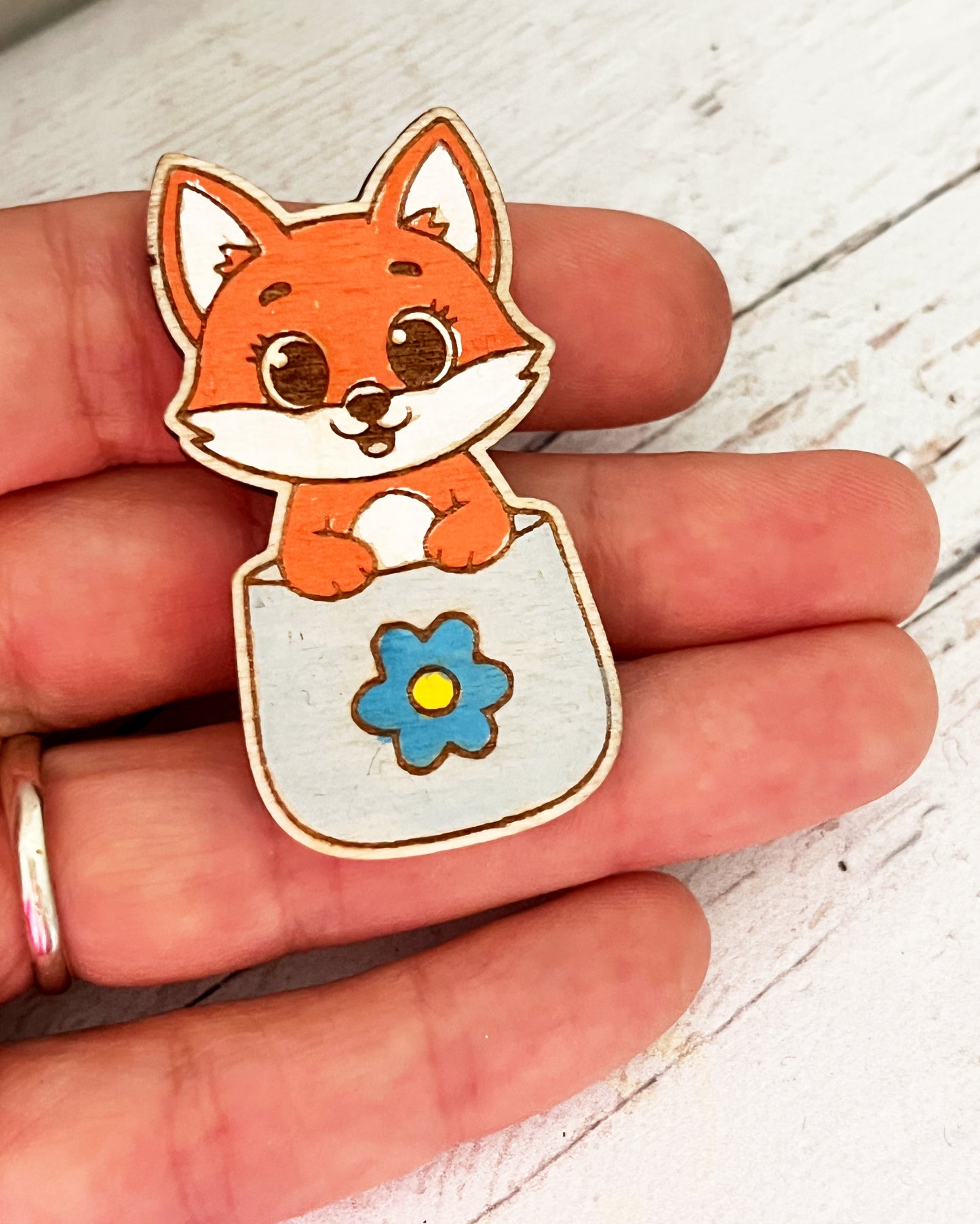 Painted Pocket Hug Token — Handmade Wooden Animal Keepsake