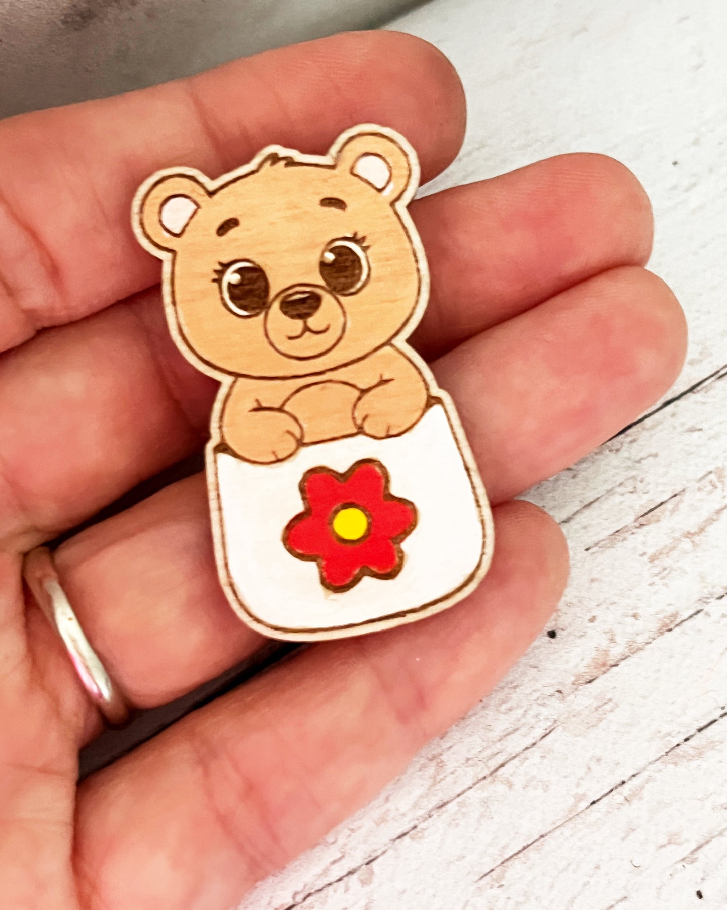 Painted Pocket Hug Token — Handmade Wooden Animal Keepsake