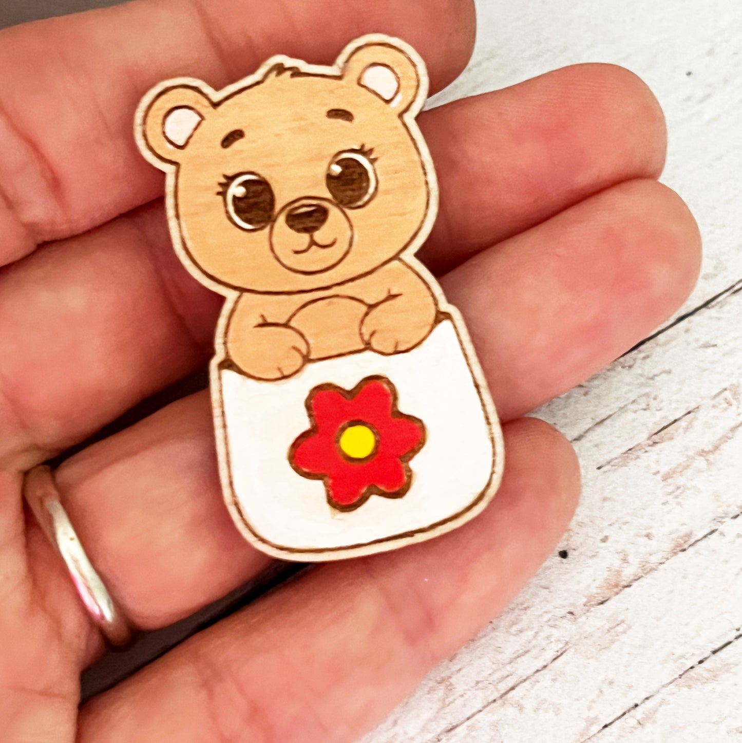 Painted Pocket Hug Token — Handmade Wooden Animal Keepsake