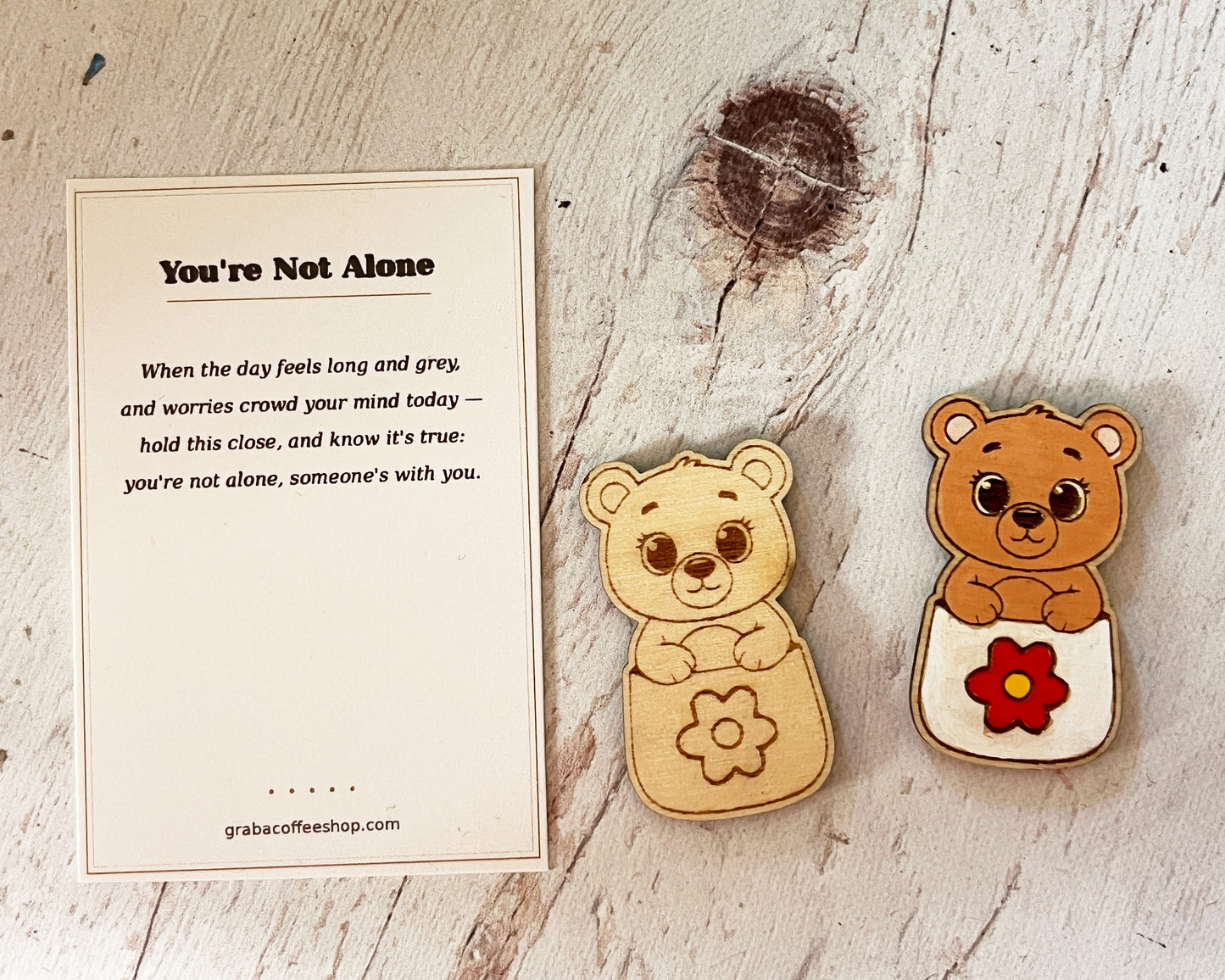 Painted Pocket Hug Token — Handmade Wooden Animal Keepsake