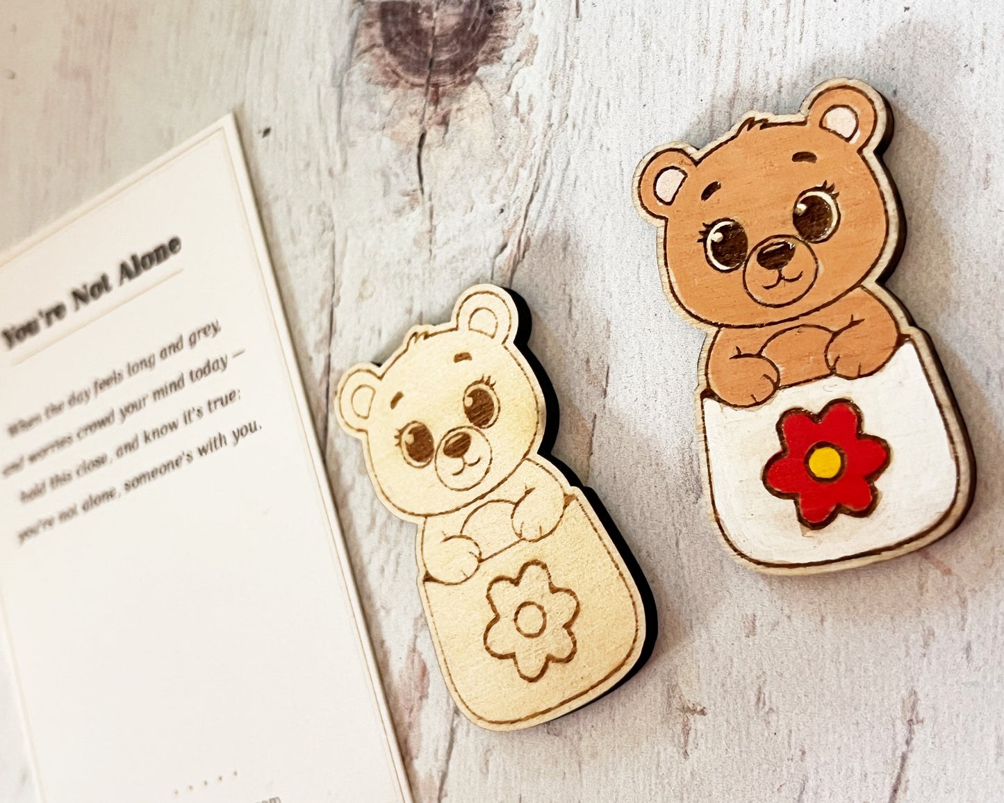 Painted Pocket Hug Token — Handmade Wooden Animal Keepsake
