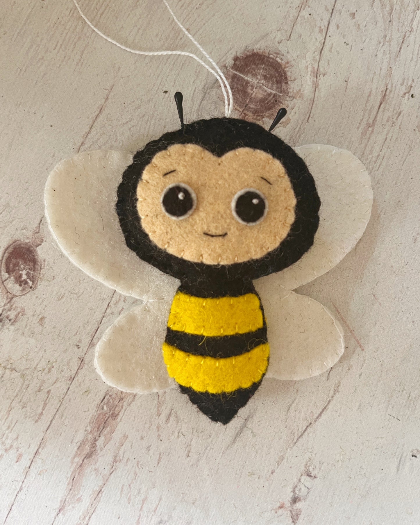 Handmade Felt Bee Ornament – 100% Wool Felt