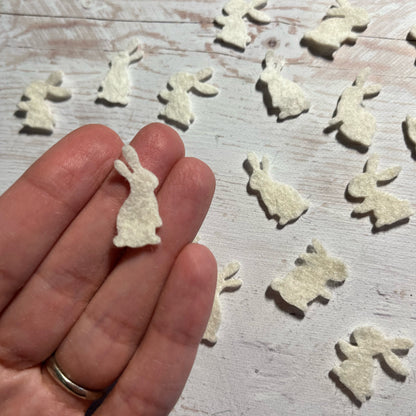 Mini Felt rabbit Packs, Tiny bunnies SET OF 25, Die Cut Craft Embellishments