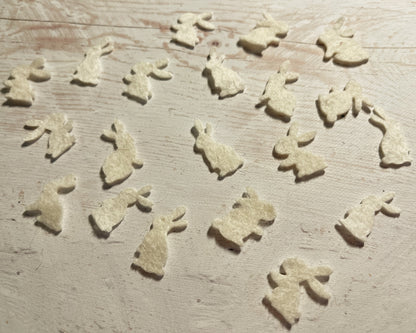 Mini Felt rabbit Packs, Tiny bunnies SET OF 25, Die Cut Craft Embellishments
