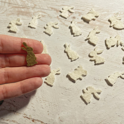 Mini Felt rabbit Packs, Tiny bunnies SET OF 25, Die Cut Craft Embellishments