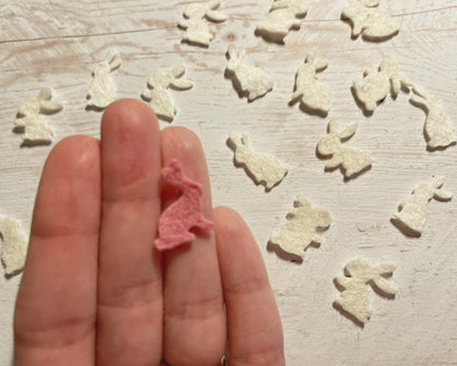 Mini Felt rabbit Packs, Tiny bunnies SET OF 25, Die Cut Craft Embellishments