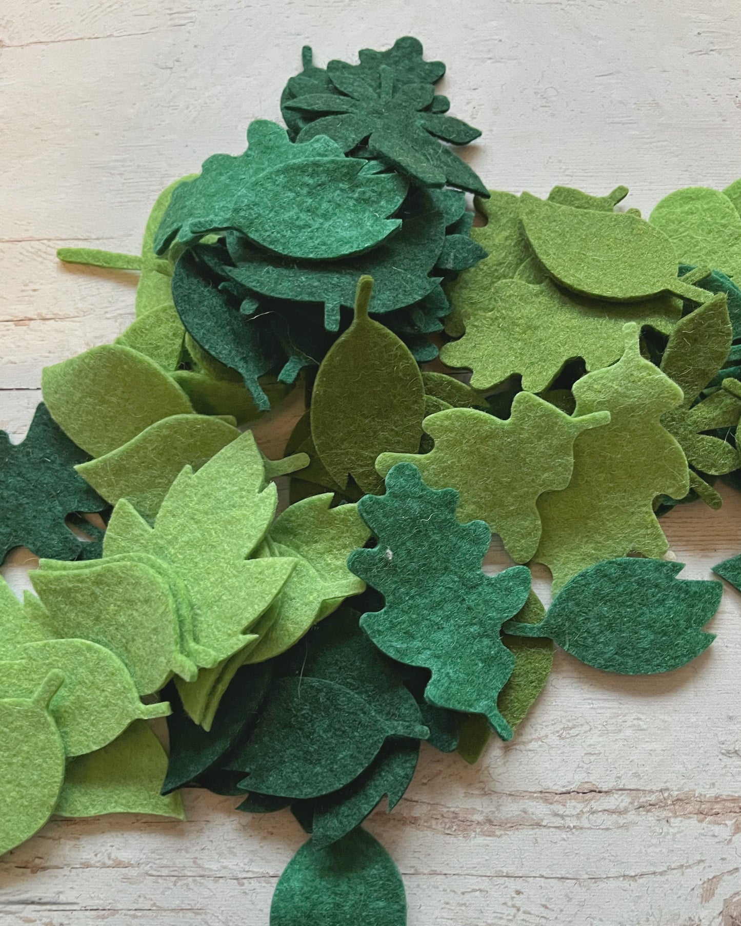 Big leaf die-cut pack, Tiny felt leaves Mix, SET of 25