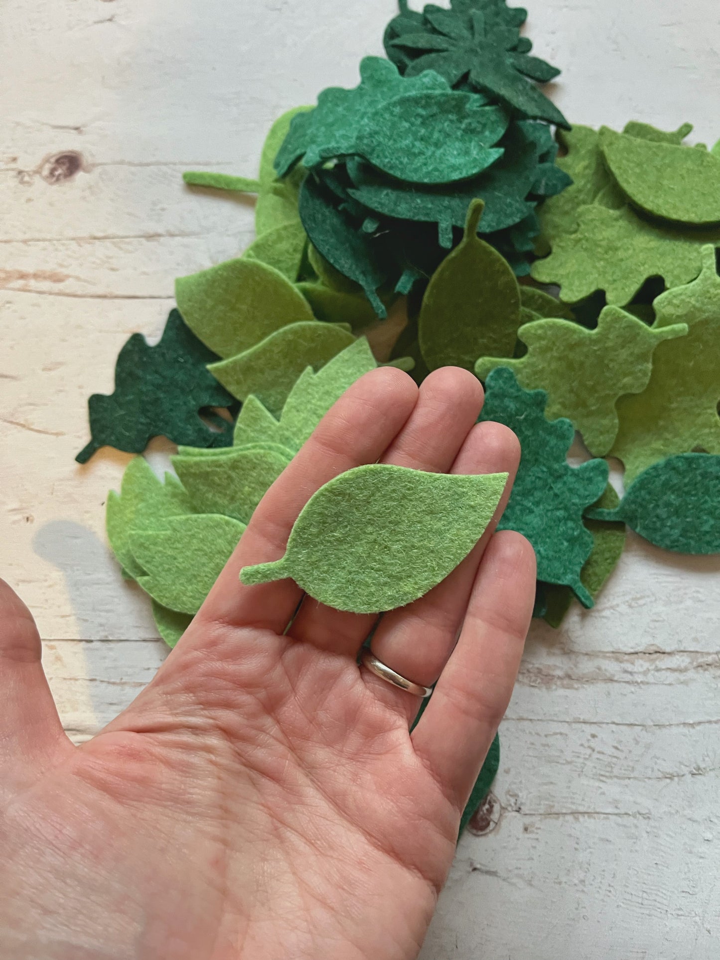 Big leaf die-cut pack, Tiny felt leaves Mix, SET of 25