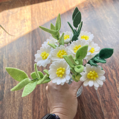 Felt Daisy Flower Stem – Handmade Chamomile Daisy – White & Yellow – No Leaves – 1/3/5/15 Stems – Felt Floral Home Decor or Gift