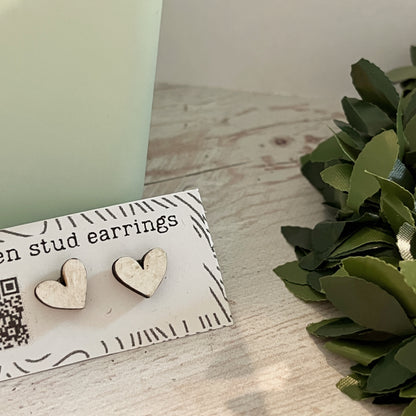 Mini Heart Stud Earrings – Pick Your Color – Tiny Wooden Heart Earrings – Cute Hand Painted Jewelry – Valentine Gift Idea