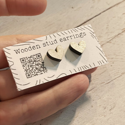 Mini Heart Stud Earrings – Pick Your Color – Tiny Wooden Heart Earrings – Cute Hand Painted Jewelry – Valentine Gift Idea