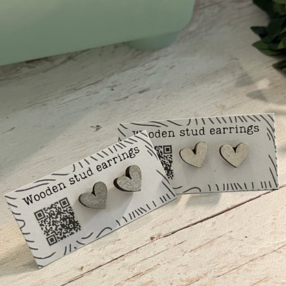 Mini Heart Stud Earrings – Pick Your Color – Tiny Wooden Heart Earrings – Cute Hand Painted Jewelry – Valentine Gift Idea