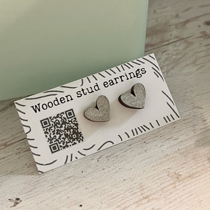 Mini Heart Stud Earrings – Pick Your Color – Tiny Wooden Heart Earrings – Cute Hand Painted Jewelry – Valentine Gift Idea