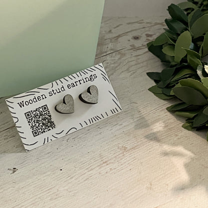 Mini Heart Stud Earrings – Pick Your Color – Tiny Wooden Heart Earrings – Cute Hand Painted Jewelry – Valentine Gift Idea