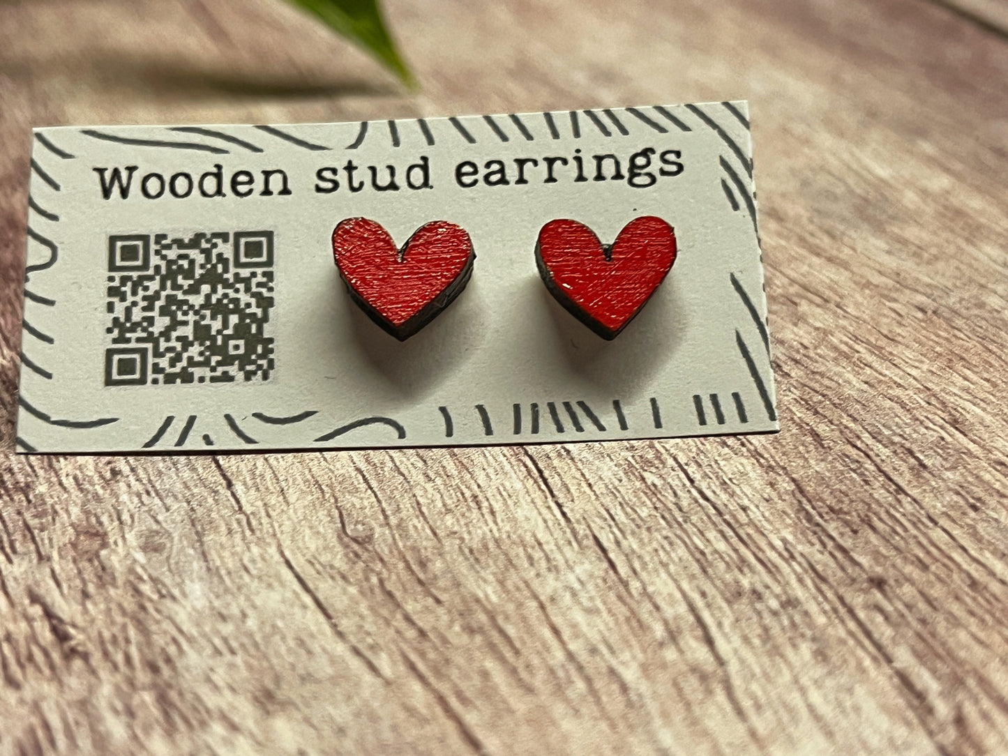 Mini Heart Stud Earrings – Pick Your Color – Tiny Wooden Heart Earrings – Cute Hand Painted Jewelry – Valentine Gift Idea