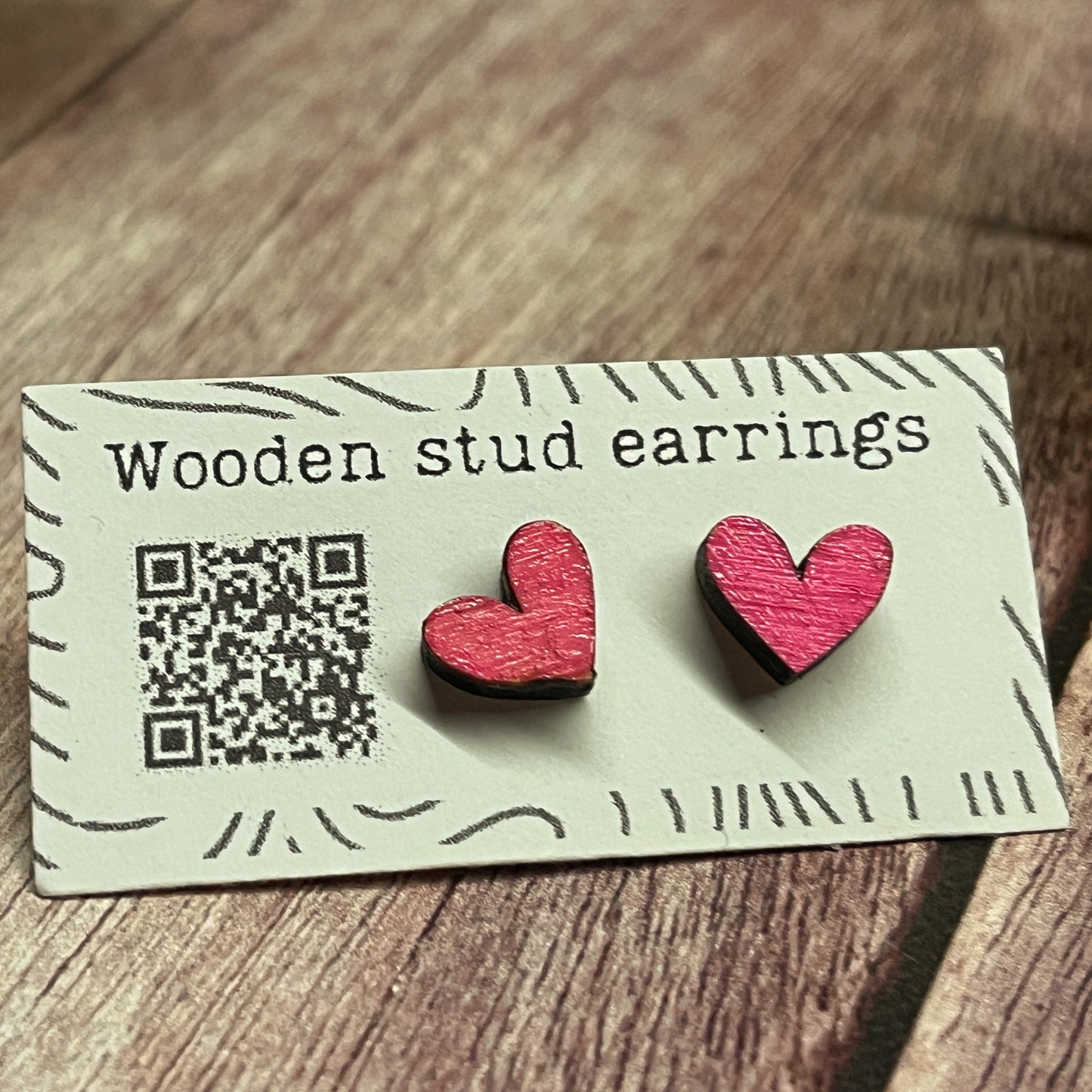 Mini Heart Stud Earrings – Pick Your Color – Tiny Wooden Heart Earrings – Cute Hand Painted Jewelry – Valentine Gift Idea