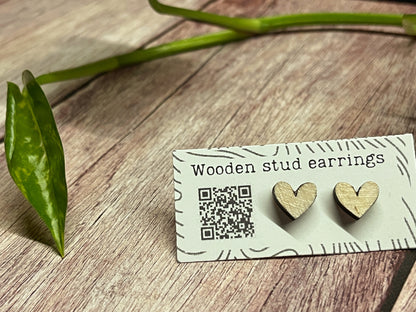Mini Heart Stud Earrings – Pick Your Color – Tiny Wooden Heart Earrings – Cute Hand Painted Jewelry – Valentine Gift Idea